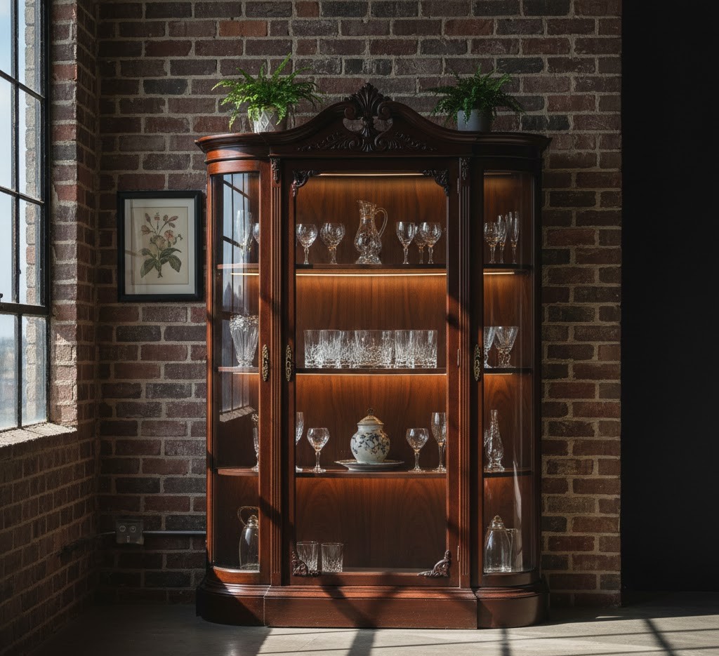 Restored antique display cabinet